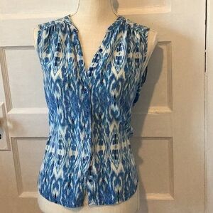 Joie Blue and White Ikat Blouse